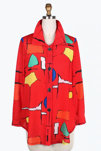 ABSTRACT PAINTING SHIRT - 7081-RED