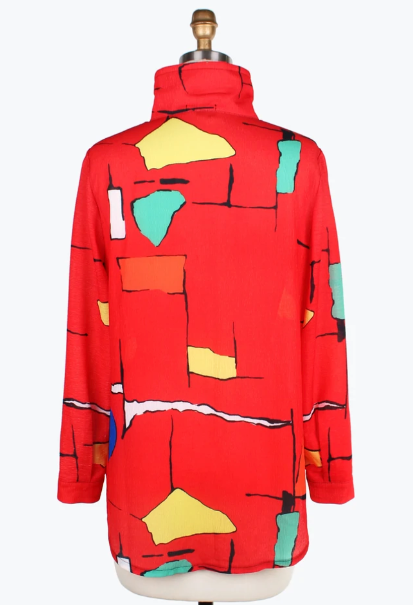 ABSTRACT PAINTING SHIRT - 7081-RED