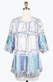 PEN ART R/N TUNIC - 9195-BLU
