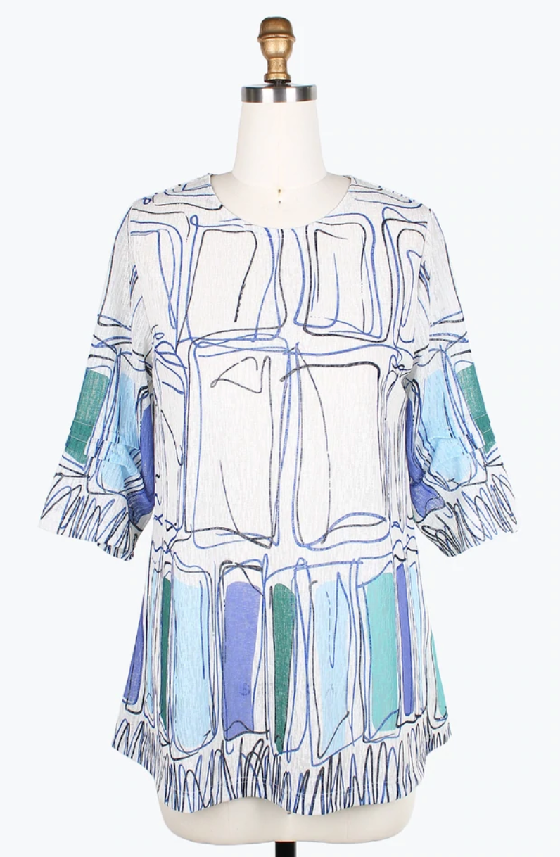 PEN ART R/N TUNIC - 9195-BLU
