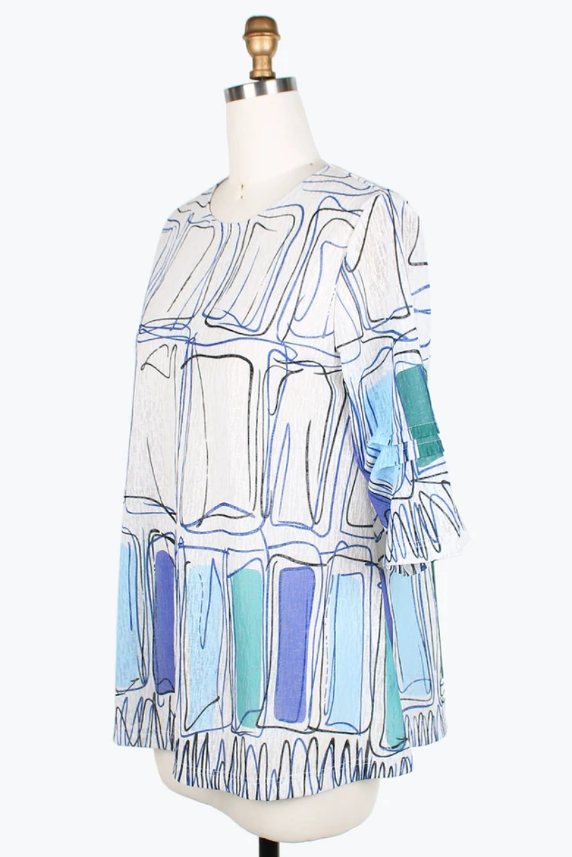 PEN ART R/N TUNIC - 9195-BLU