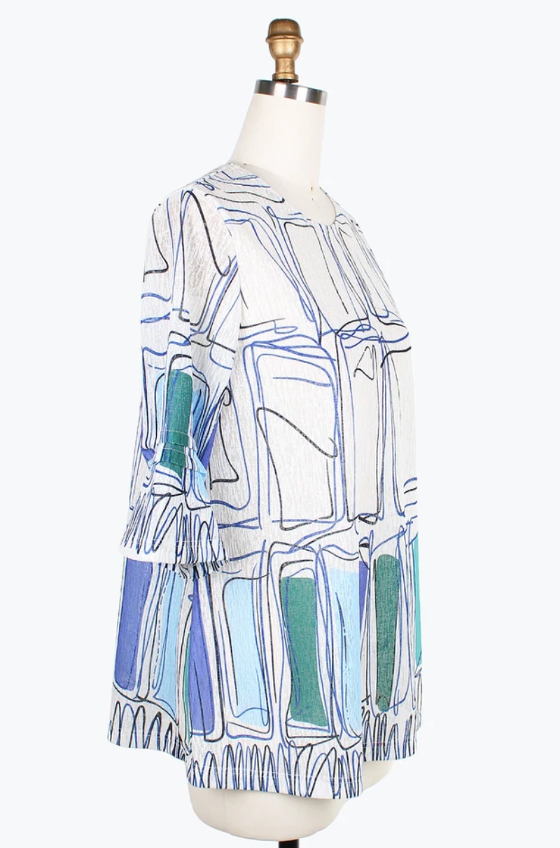 PEN ART R/N TUNIC - 9195-BLU
