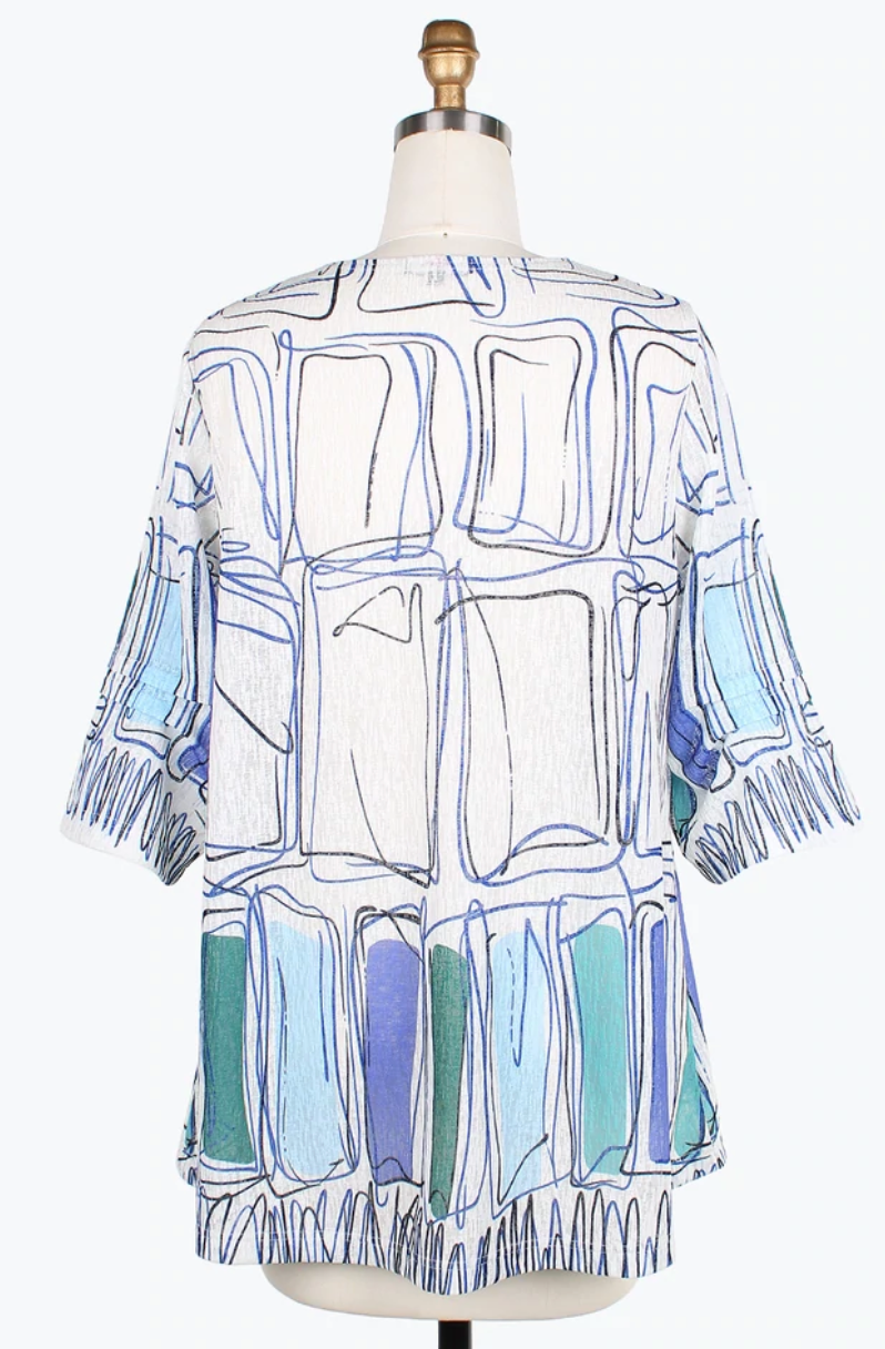 PEN ART R/N TUNIC - 9195-BLU