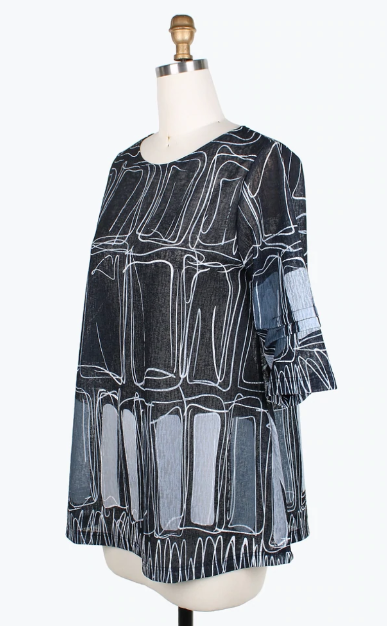 PEN ART R/N TUNIC - 9195-GRY