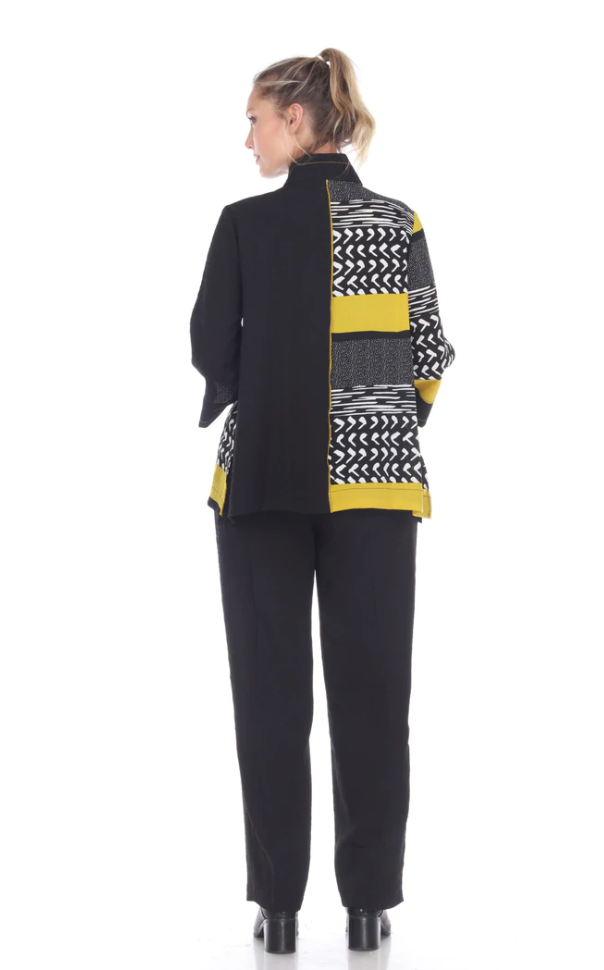 Moonlight Mixed-Media Jacket- MUSTARD - 2845