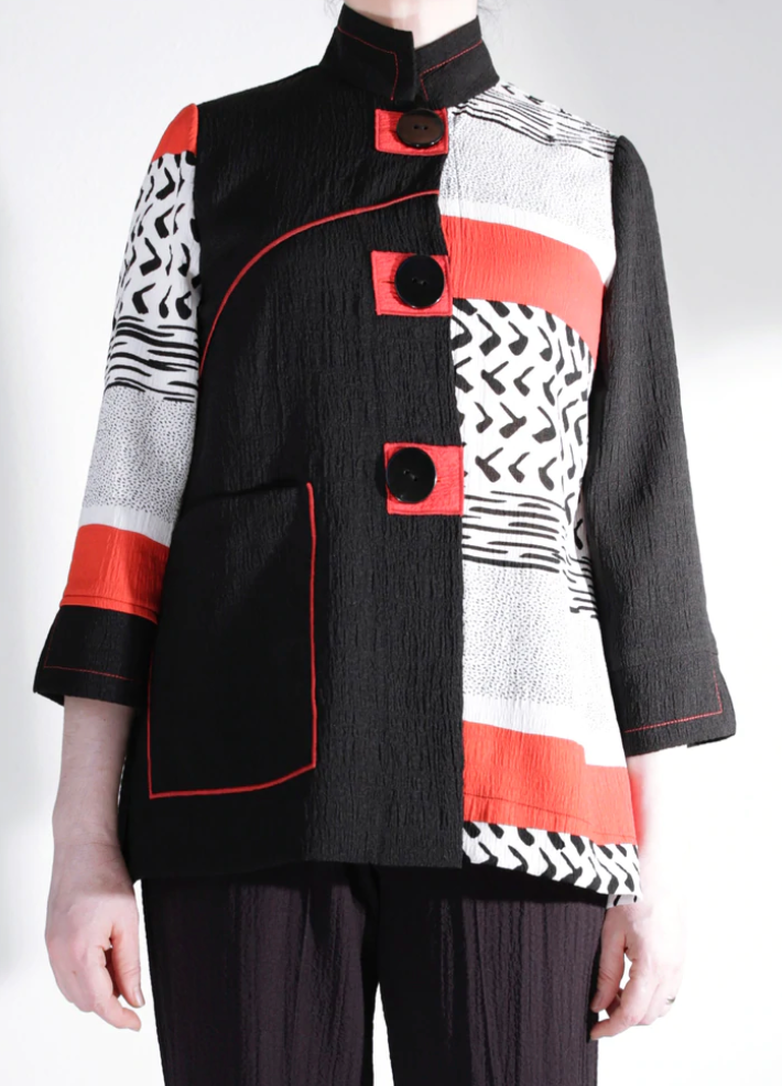 Moonlight Mixed-Media Jacket- RED - 2845