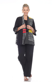 Moonlight Mixed-Media One-Button Jacket - 2835- BLK/MUST