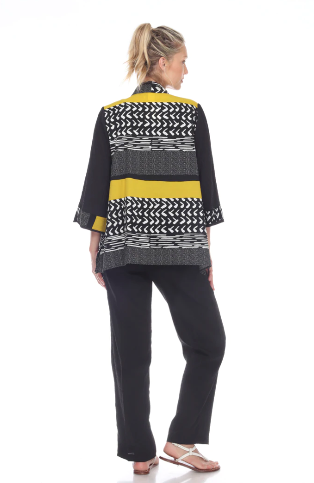 Moonlight Mixed-Media One-Button Jacket - 2835- BLK/MUST