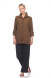 Moonlight Button Front Ruffle Hem Shirt/Jacket in Grey - 2315-OLIVE