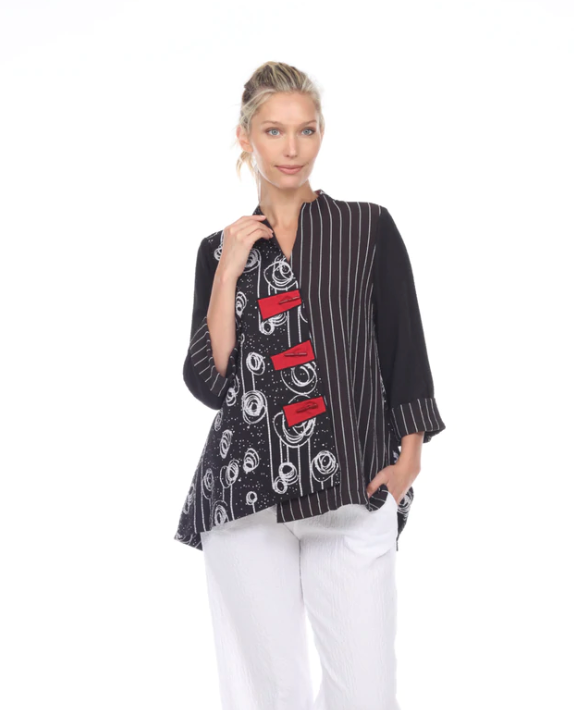 Moonlight by Y&S Swirls And Stripes Asymmetric Jacket - 2550- BLK