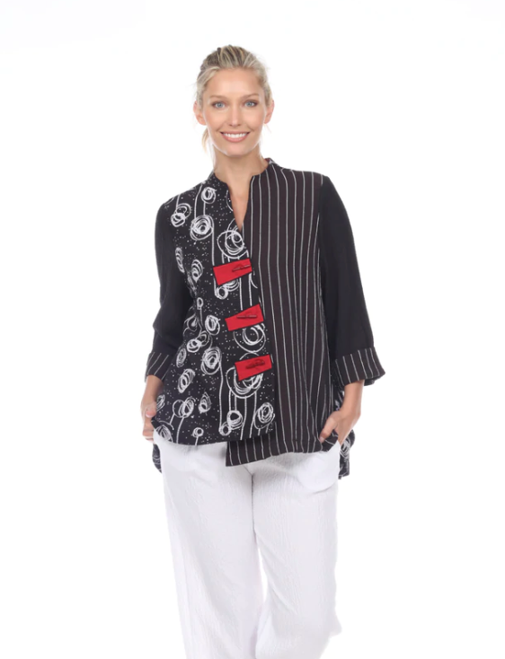 Moonlight by Y&S Swirls And Stripes Asymmetric Jacket - 2550- BLK