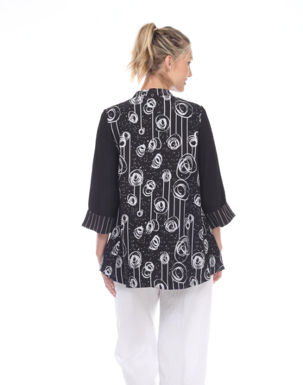 Moonlight by Y&S Swirls And Stripes Asymmetric Jacket - 2550- BLK