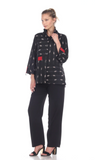 Moonlight Geo Print Button Front Jacket in Black/White/Red - 2881