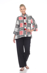 Moonlight Geo-Print Button Front Jacket - 2808-MUSTARD (A) (NOT RED)