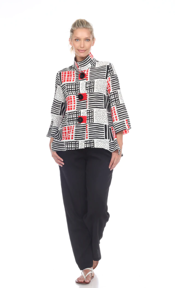 Moonlight Geo-Print Button Front Jacket - 2808-MUSTARD (A) (NOT RED)