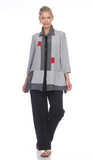 Moonlight Colorblock Button Front Shirt in Black/White/Red - 2174-GREY