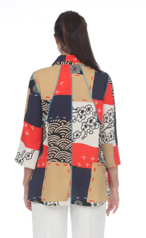 Moonlight Mixed Media Button Down Top - 3501