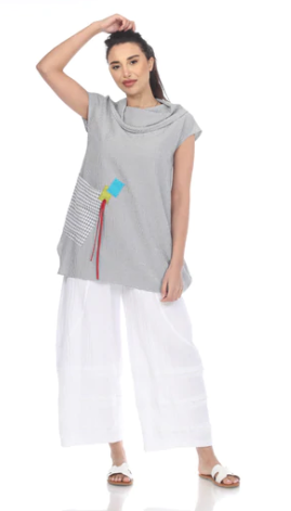 Moonlight Mixed Media Cowl Neck Tunic - 3221