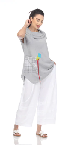 Moonlight Mixed Media Cowl Neck Tunic - 3221