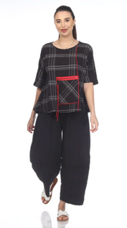 MOONLIGHT Grid Pattern Front Zip Pocket Tunic - 3230