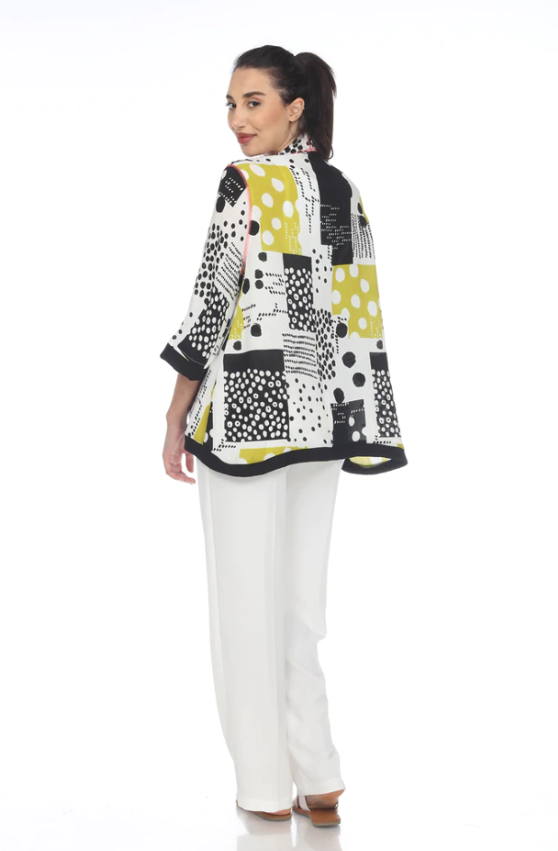 MOONLIGHT Mixed Media Accent Color One Button Top - 3482