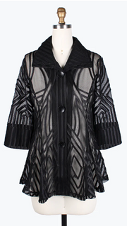 GEOMETRIC SOUTACHE JKT - 2363-BLACK