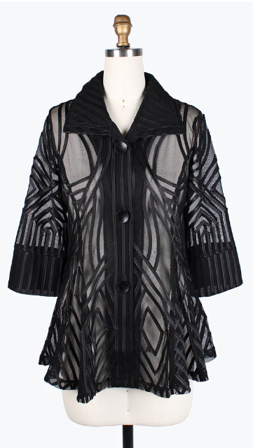GEOMETRIC SOUTACHE JKT - 2363-BLACK