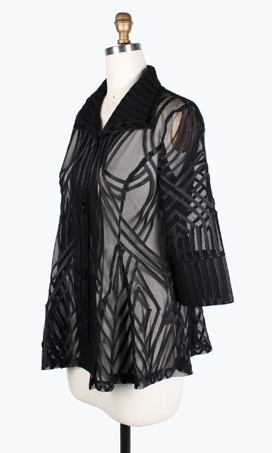 GEOMETRIC SOUTACHE JKT - 2363-BLACK