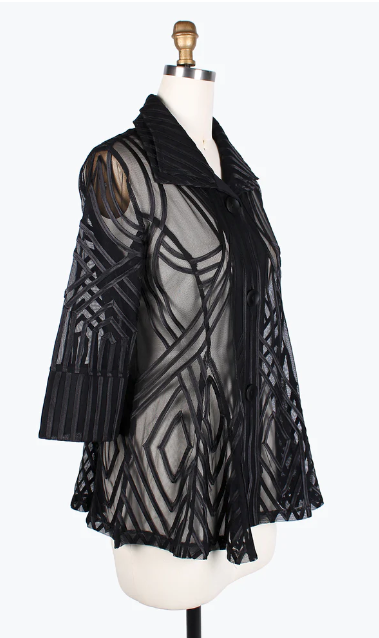 GEOMETRIC SOUTACHE JKT - 2363-BLACK