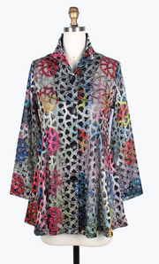 DAMEE HOLOGRAPHIC SCALE MESH FLARE JKT- 300-MULTI