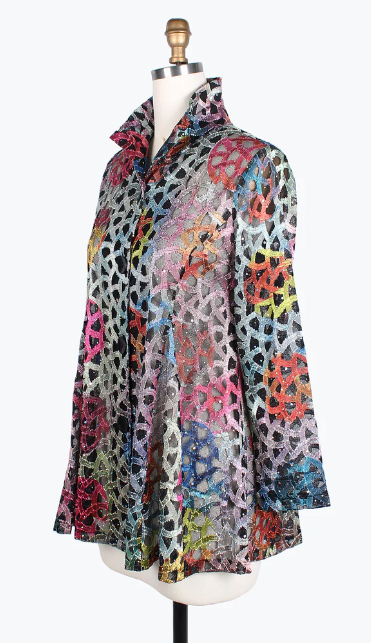 DAMEE HOLOGRAPHIC SCALE MESH FLARE JKT- 300-MULTI