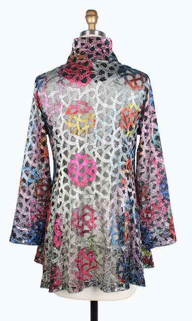DAMEE HOLOGRAPHIC SCALE MESH FLARE JKT- 300-MULTI