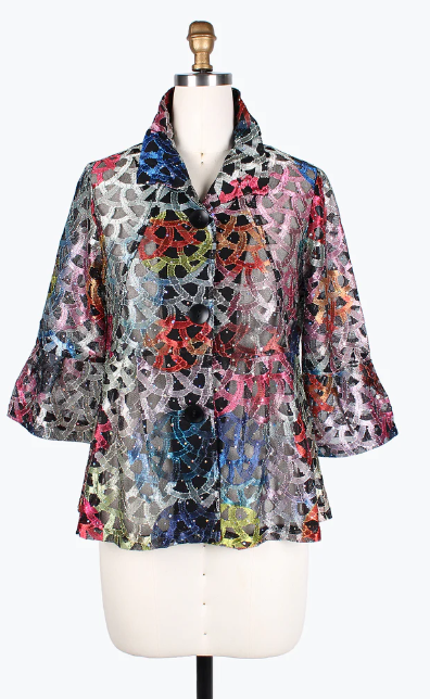 DAMEE HOLOGRAPHIC SCALE MESH SHORT JKT-400-MULTI