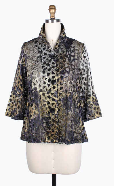 DAMEE HOLOGRAPHIC SCALE MESH SHORT JKT - 400-GOLD