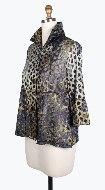 DAMEE HOLOGRAPHIC SCALE MESH SHORT JKT - 400-GOLD