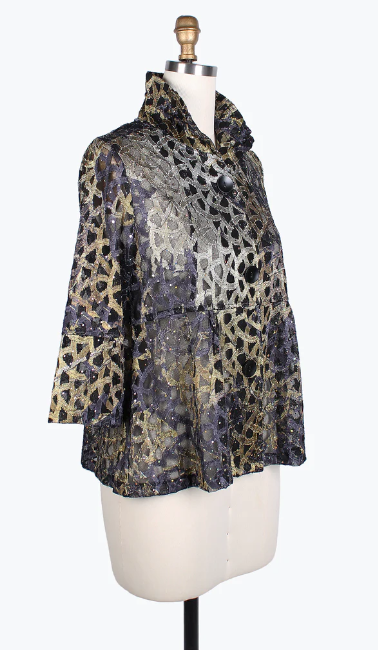 DAMEE HOLOGRAPHIC SCALE MESH SHORT JKT - 400-GOLD