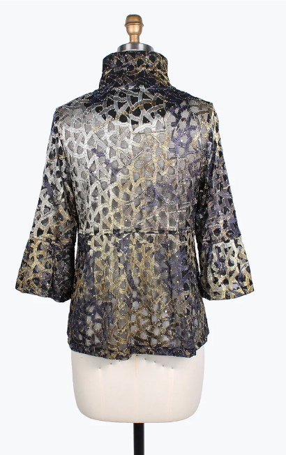 DAMEE HOLOGRAPHIC SCALE MESH SHORT JKT - 400-GOLD