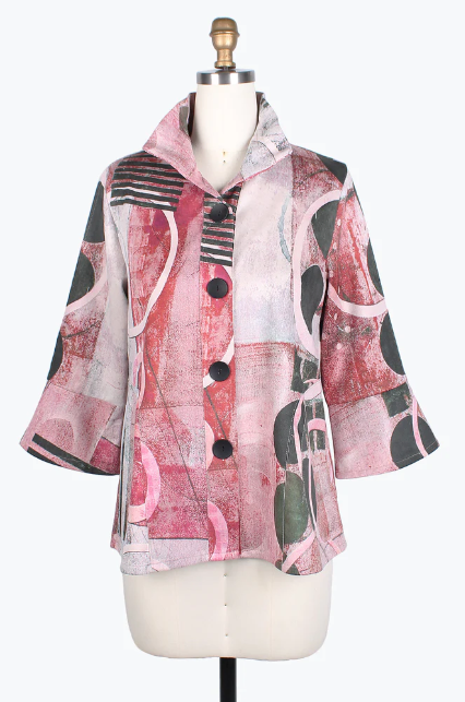 CIRCLES & STRIPES SUEDE JKT - 4765-PINK