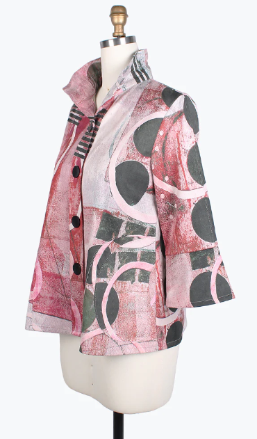 CIRCLES & STRIPES SUEDE JKT - 4765-PINK