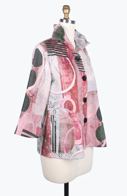 CIRCLES & STRIPES SUEDE JKT - 4765-PINK