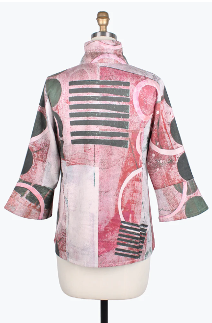 CIRCLES & STRIPES SUEDE JKT - 4765-PINK