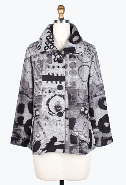 COLLAGE ART PUFFY COLLAR JKT - 4767-GRY
