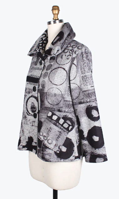 COLLAGE ART PUFFY COLLAR JKT - 4767-GRY