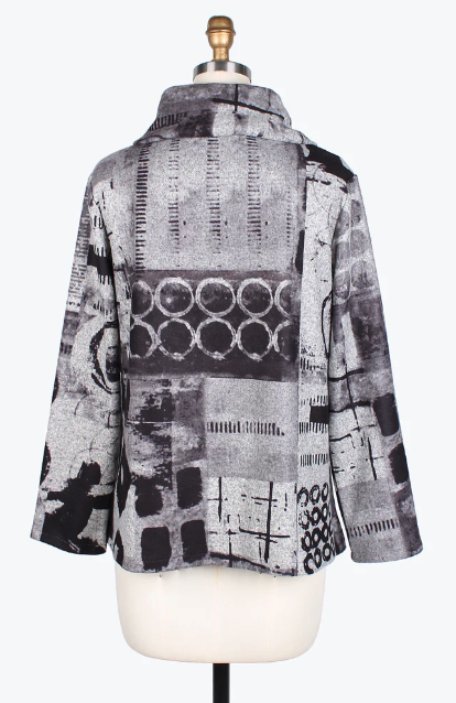 COLLAGE ART PUFFY COLLAR JKT - 4767-GRY