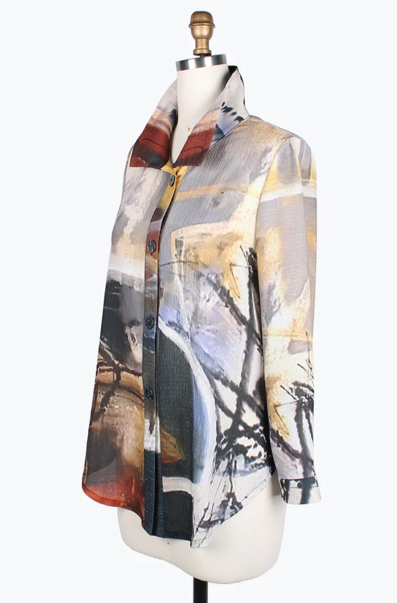 ABSTRACT PAINTING SHIRT-7087-YLW