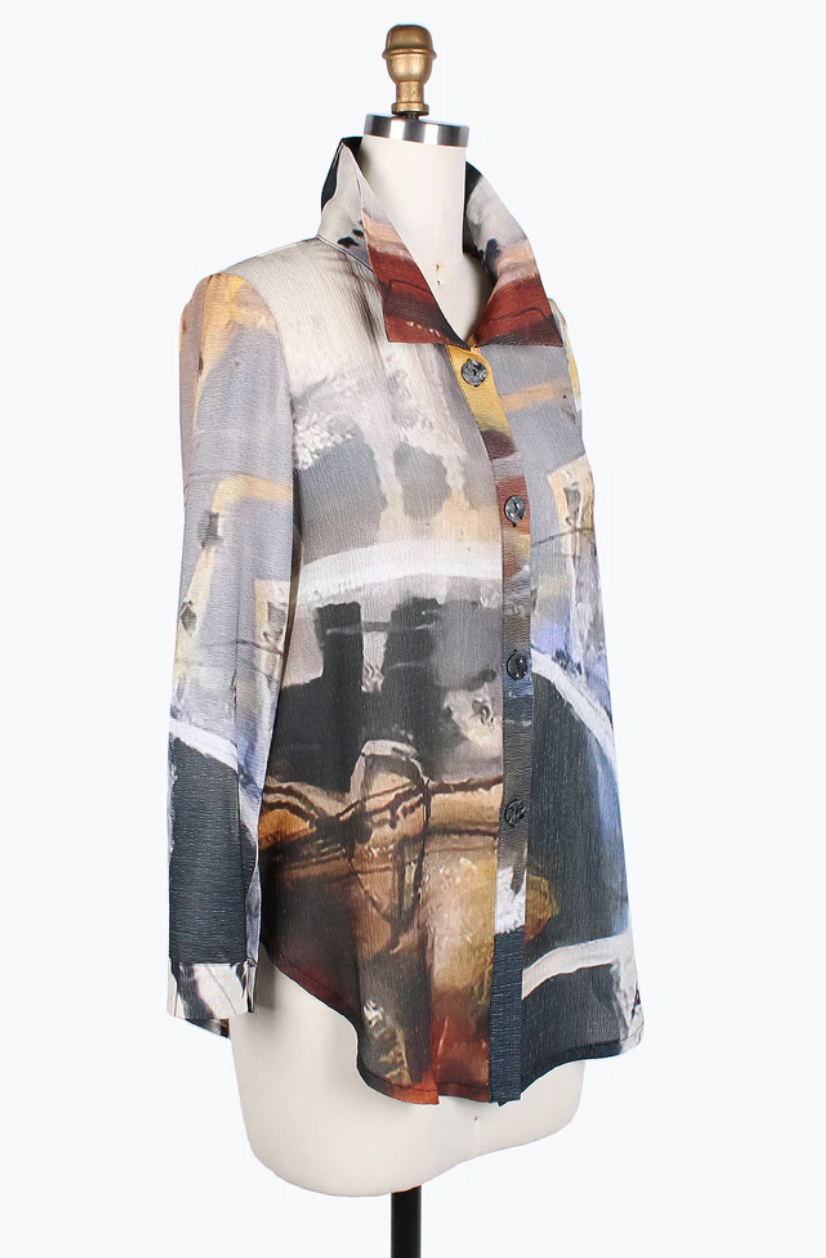 ABSTRACT PAINTING SHIRT-7087-YLW