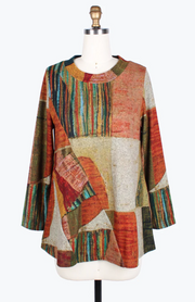 OIL PAINTING R/N TUNIC-9203-BRN