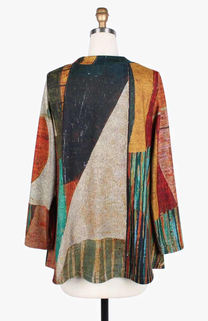 OIL PAINTING R/N TUNIC-9203-BRN