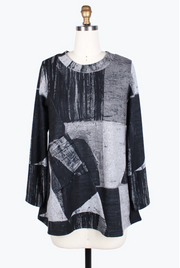 OIL PAINTING R/N TUNIC-9203-GRY