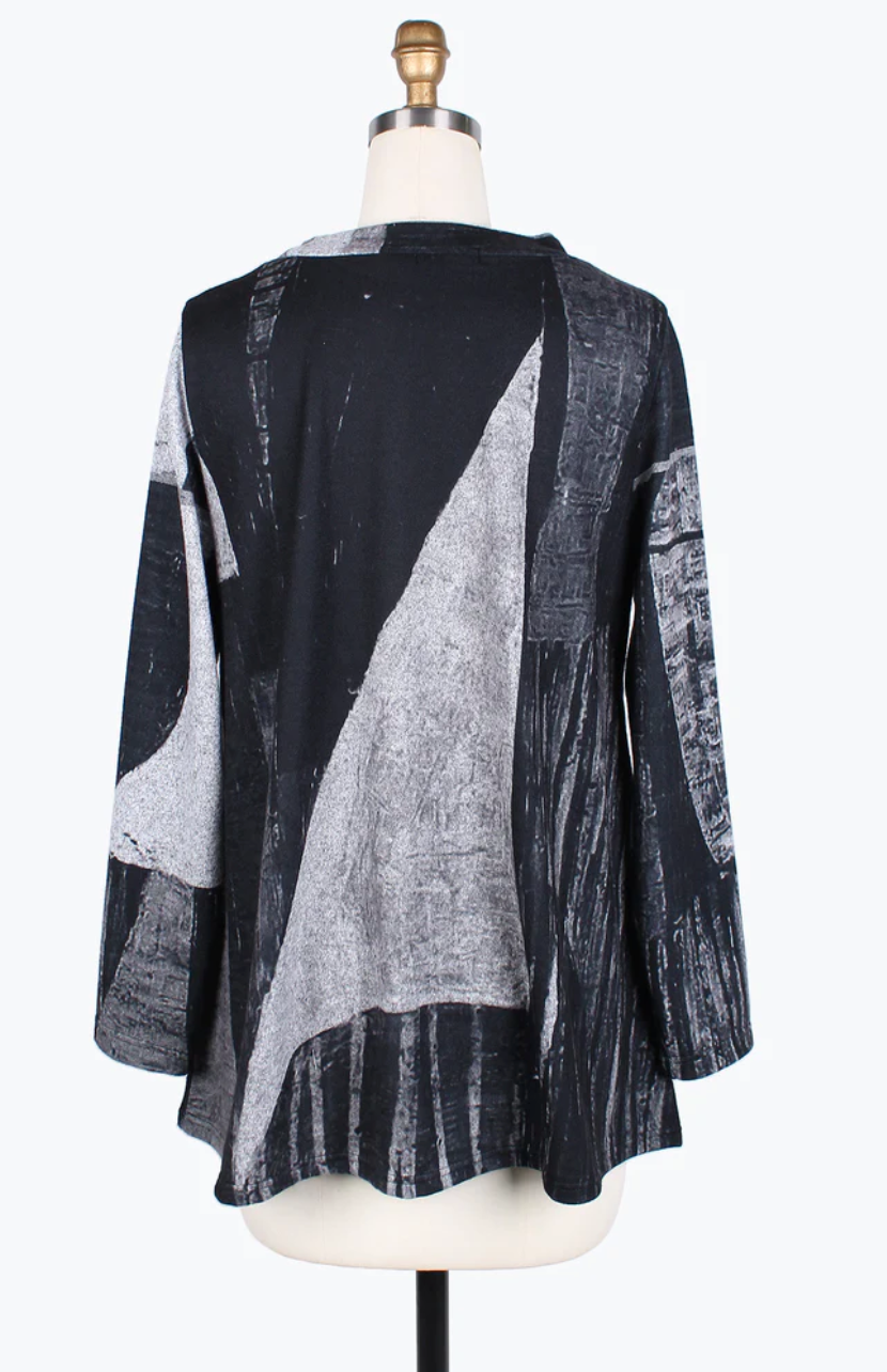 OIL PAINTING R/N TUNIC-9203-GRY